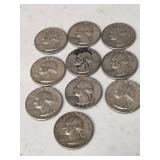 10 Silver Washington Quarters