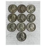 10 Silver Washington Quarters