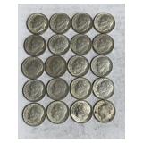 20 Silver Roosevelt Dimes
