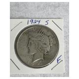 1 1924-S Peace Silver Dollar F