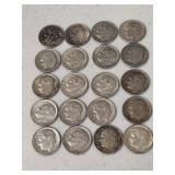 20 Silver Roosevelt Dimes