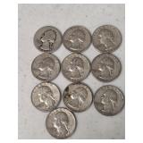 10 Silver Washington Quarters