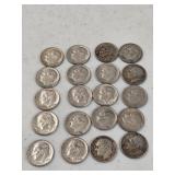20 Silver Roosevelt Dimes