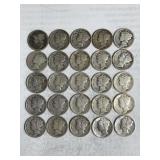 25 Mercury Dimes