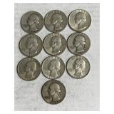 10 Silver Washington Quarters