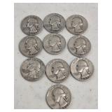 10 Silver Washington Quarters