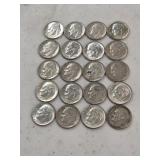 20 Silver Roosevelt Dimes