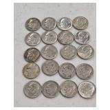20 Silver Roosevelt Dimes