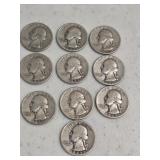 10 Silver Washington Quarters