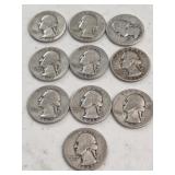 10 Silver Washington Quarters