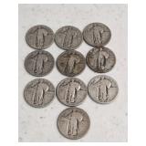 10 Standing Liberty Quarters