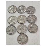 10 Silver Washington Quarters