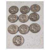 10 Silver Washington Quarters