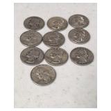 10 Silver Washington Quarters