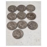 10 Silver Washington Quarters
