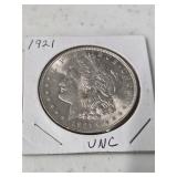 1 1921 Morgan Silver Dollar UNC