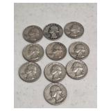 10 Silver Washington Quarters