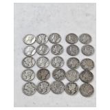 25 Mercury Dimes