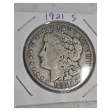 1 1921-S Morgan Silver Dollar VG