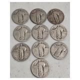 10 Standing Liberty Quarters