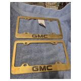 2-GMC BRASS LICENSE PLATES BRACKETS