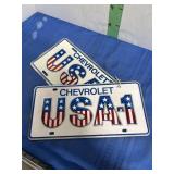 2-METAL CHEVROLET USA-1 PLATES