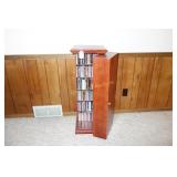 WOOD CD MEDIA TOWER W/ ~200 CDS - SOME C