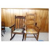 PAIR OF DOLL BEAR WOODEN ROCKING CHAIRS