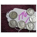 MERCURY DIME SILVER - 1944-D, 1943-P, CIRCULATED