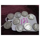 SILVER ROOSEVELT DIME - (5) 1951-D, CIRCULATED