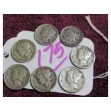 MERCURY DIME - 1942-D, 1944-P, 1945-D, CIRCULATED