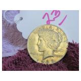 1935-S SILVE PEACE DOLLAR, VG