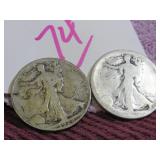 1928-S & 1918 (?) WALKING LIBERTY SILVER HALF