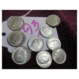 SILVER ROOSEVELT DIME - (7) 1964-P, GOOD