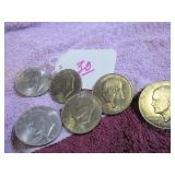 LOT OF 4 1971 & (2) 1971-D IKE $1 COINS, VG