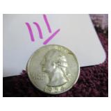 SILVER QUARTER WASHINGTON - 1954-D, CIRCULATED