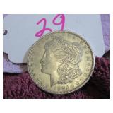 1921-D MORGAN SILVER DOLLAR, VG