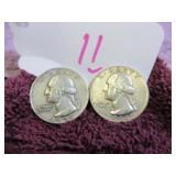 1959-D & 1964 SILVER QUARTER, GOOD