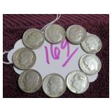 LOT OF 6 1956-D, (2) 1957-D, (1) 1957-D ROOSEVELT