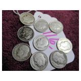 SILVER ROOSEVELT DIME - (7) 1947-P, CIRCULATED