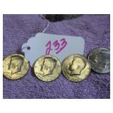 LOT OF 3 1976-D, (1) 1976-P KENNEDY HALF DOLLAR