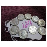 SILVER ROOSEVELT DIME - (7) 1964-D & (2) 1964-P