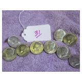 LOT OF 9 1976 KENNEDY HALF DOLLAR, VG