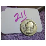 1942 SILVER WASHINGTON QUARTER, CIRCULATED