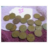 1920S, '30S, '40S, '50S LINCOLN 1 - CENT LOT (20