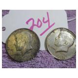 LOT OF 2 1967 KENNEDY HALF DOLLAR, CIRCULATED