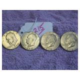 LOT OF 4 1972-P EISENHOWER $1 COINS, GOOD