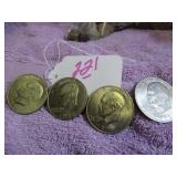 LOT OF 4 1971-D IKE $1 COINS - LIGHTLY