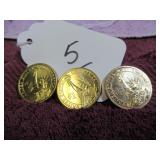 LOT OF 3 GEORGE WASHINGTON DOLLAR - 2007, VG