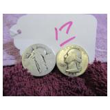 1944 & NO - DATE STANDING LIBERTY SILVER QUARTER